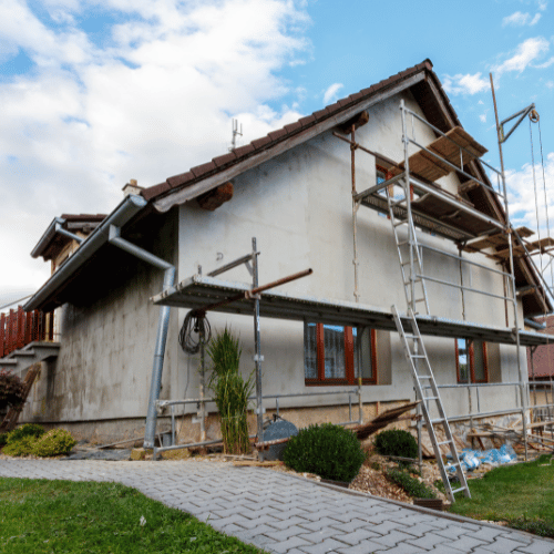 House with scaffolding